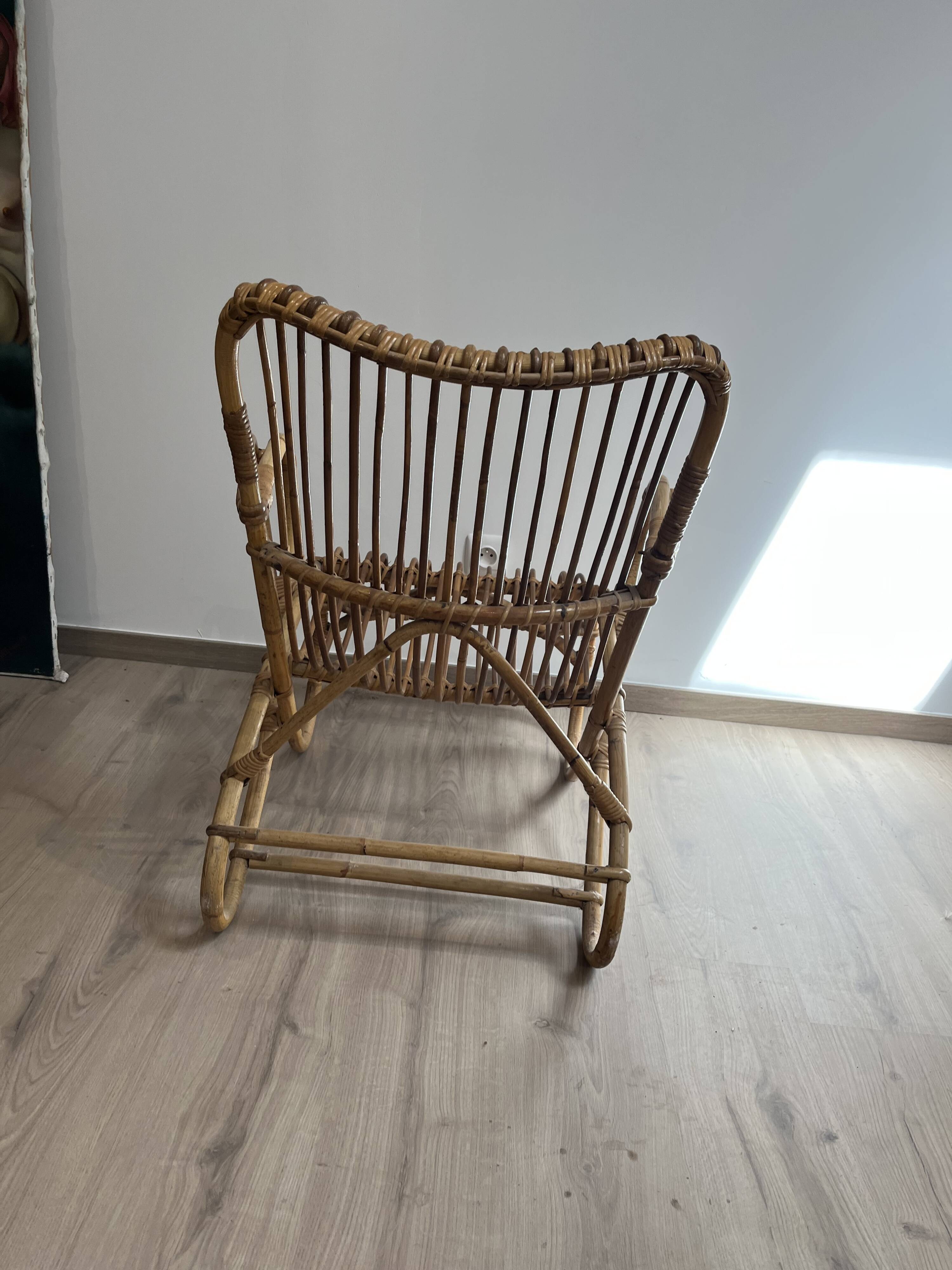 Armchair in woven wicker 1960/1970s