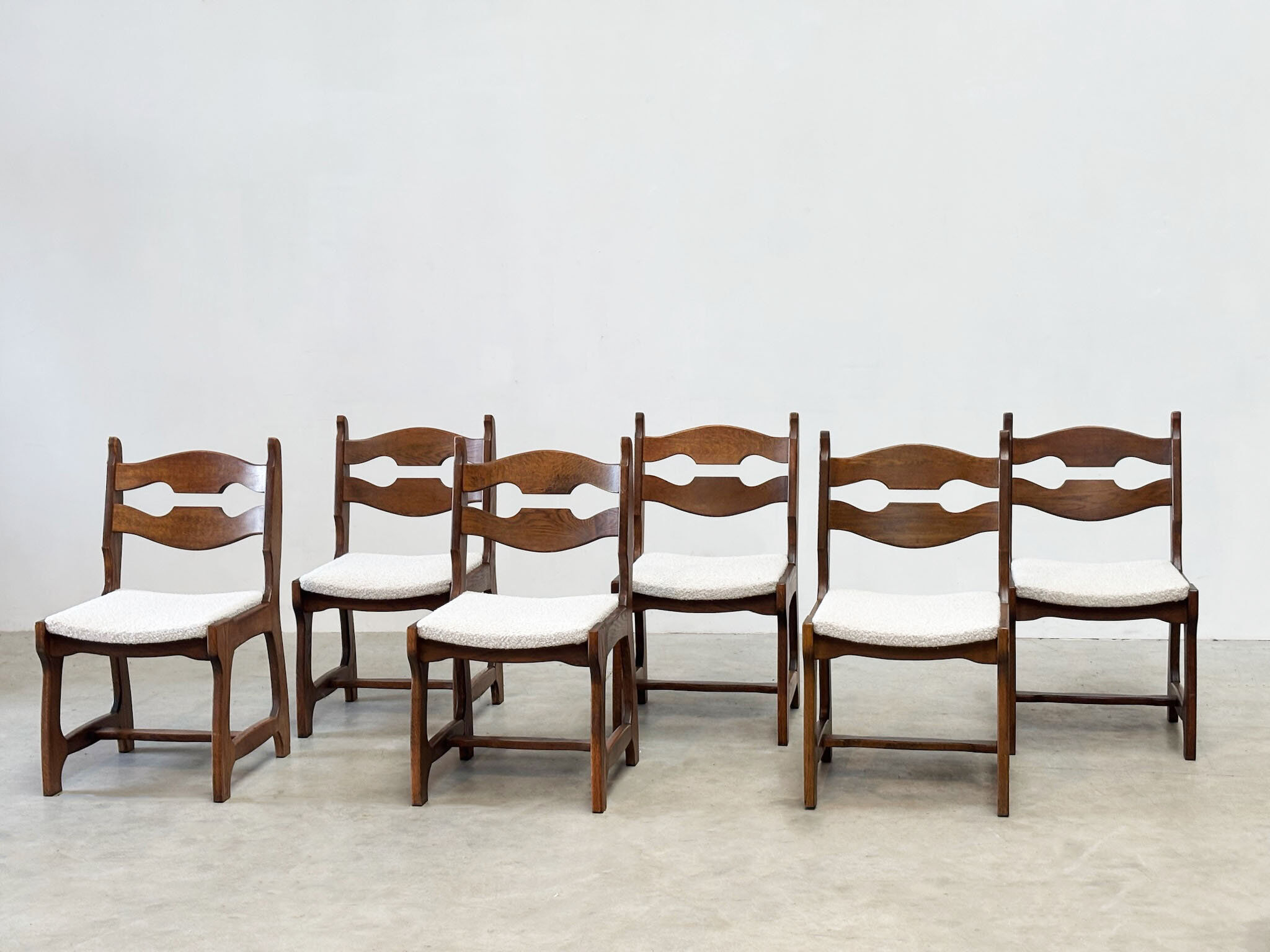Set of six brutalist razorback dining chairs