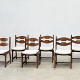 Set of six brutalist razorback dining chairs