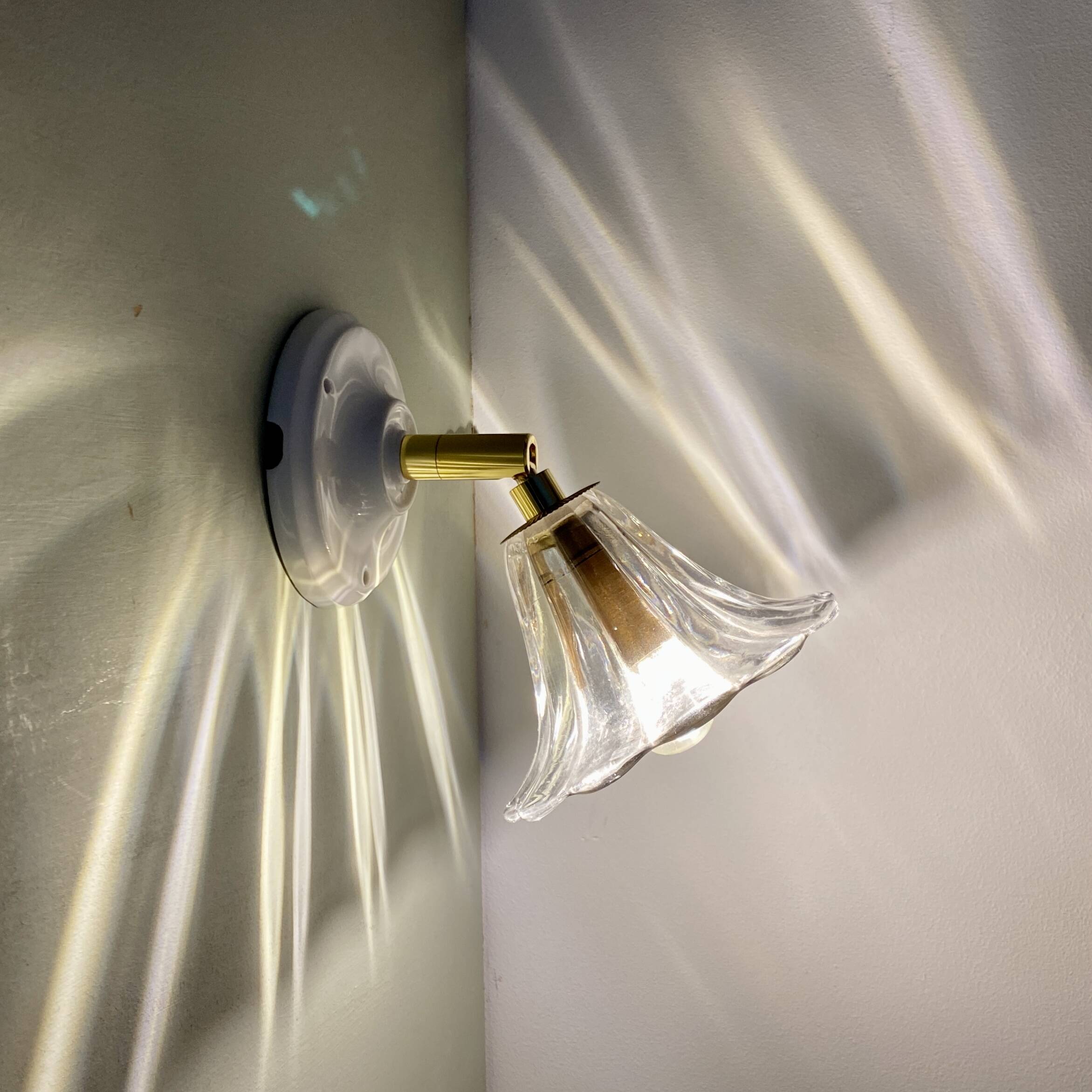 Vintage glass tulip wall light