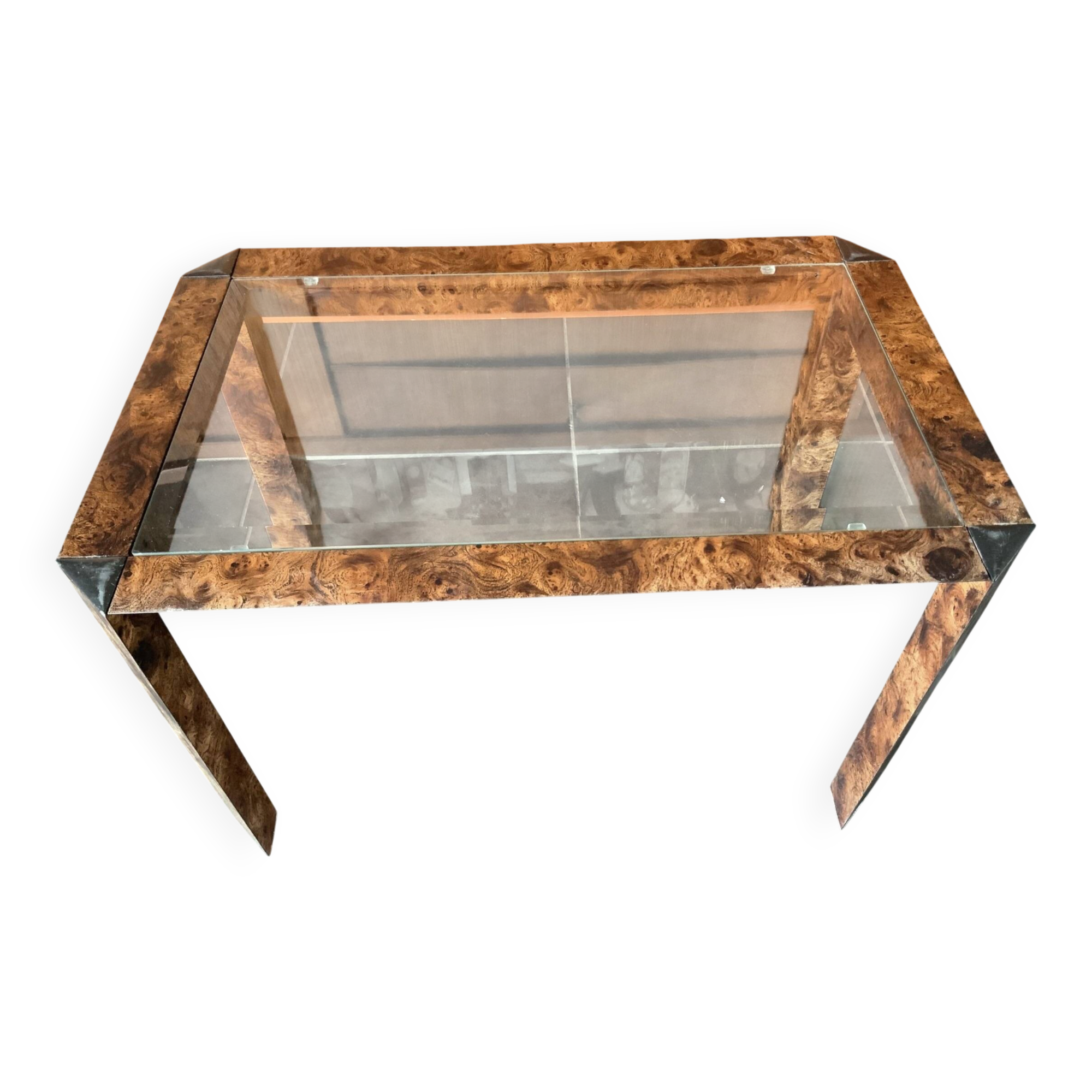 Small table made of elm burl wood.