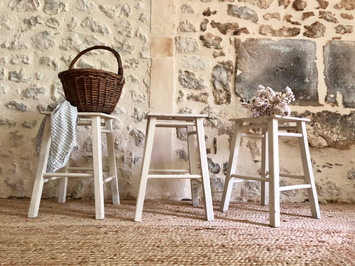 Small antique wooden stools