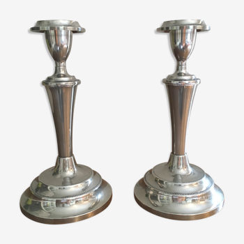 Pair of english silver candlesticks