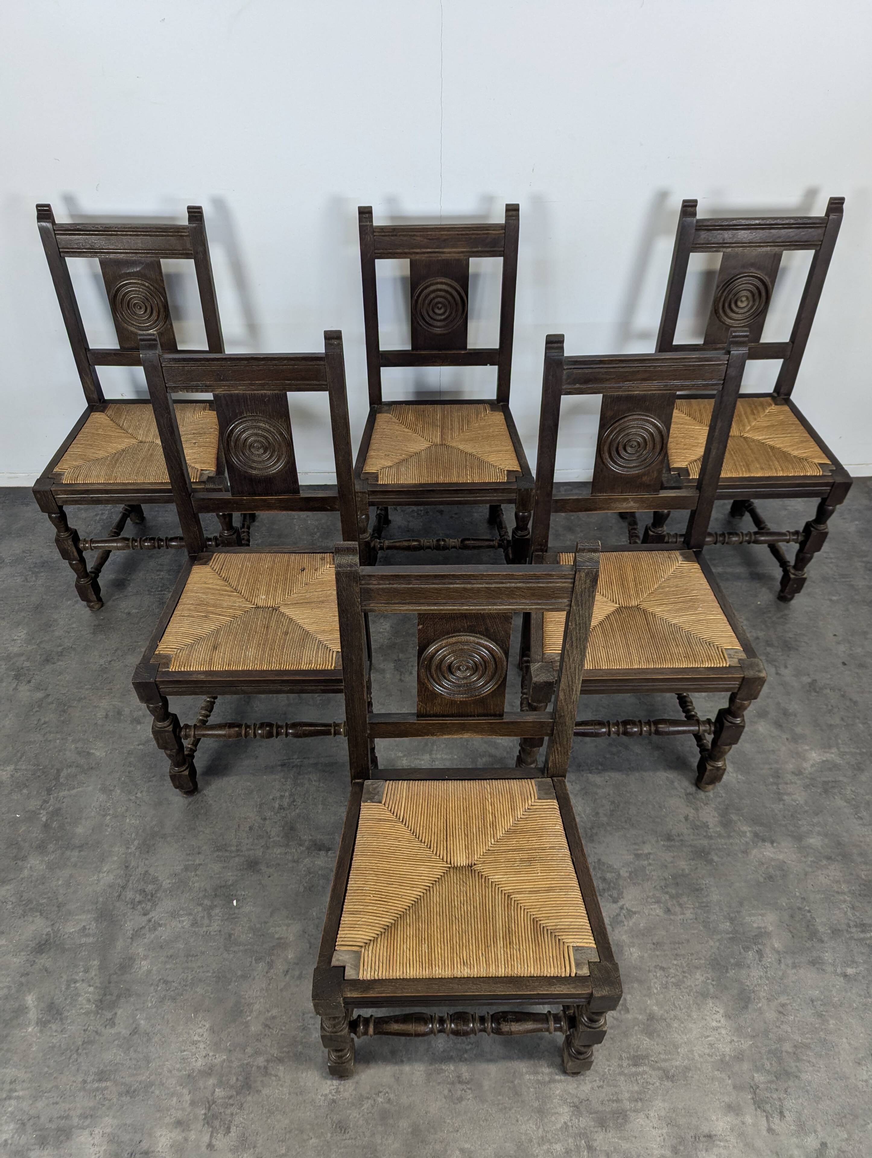 Set of 6 chairs in the style of Dudouyt.