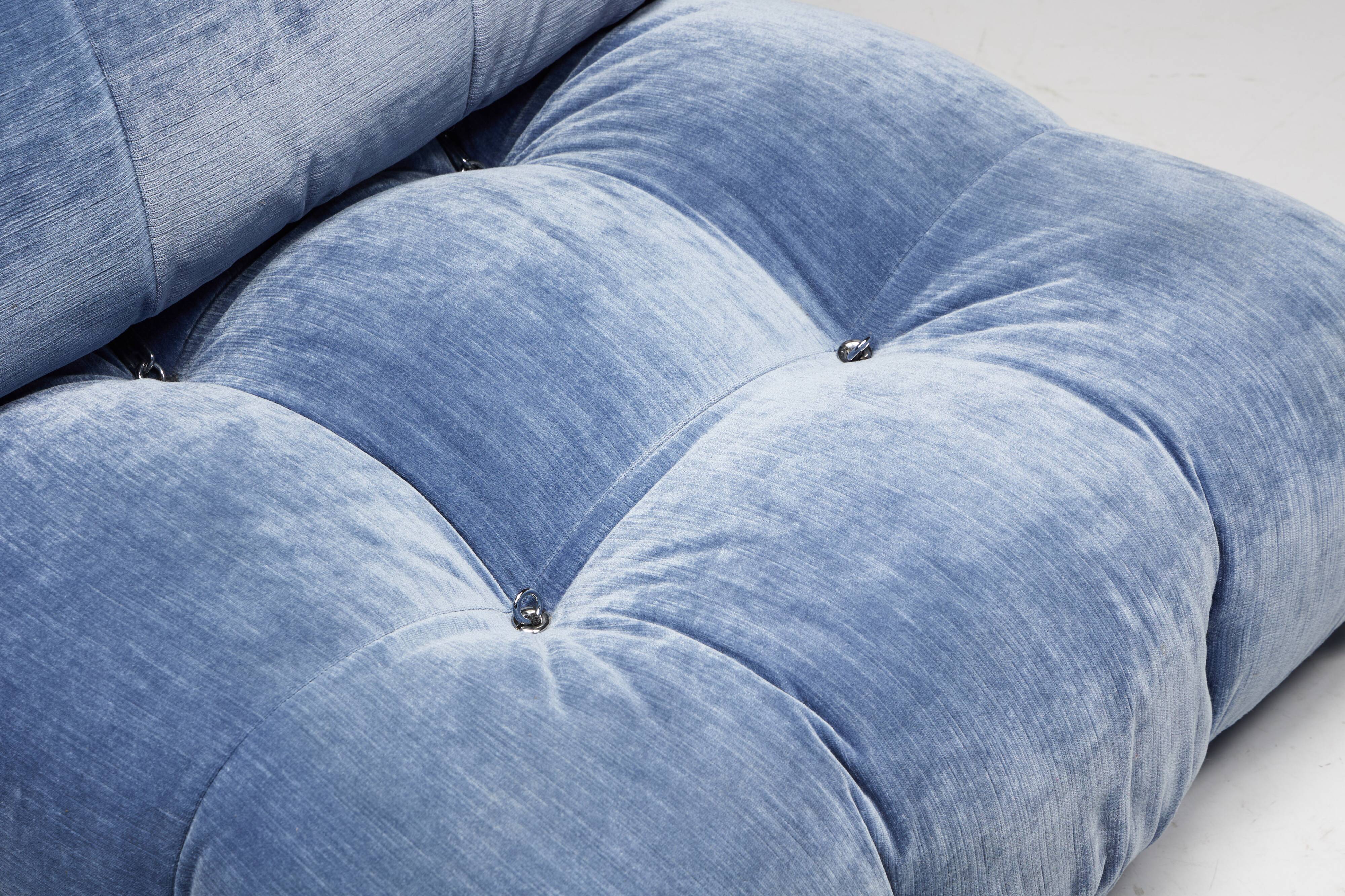 Blue Velvet Camaleonda Sofa by Mario Bellini for B&B Italia, Italy, 1970s