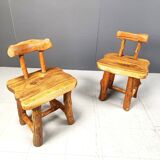 Vintage sculptural brutalist dining chairs, set of 6 - 1960s