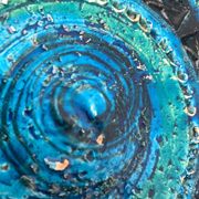 Large bowl in Rimini Blu pottery, mid-century by Aldo Londi for Bitossi.
