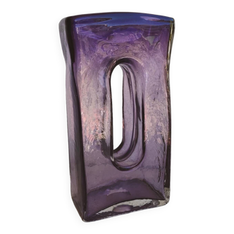 Purple tinted blown glass vase