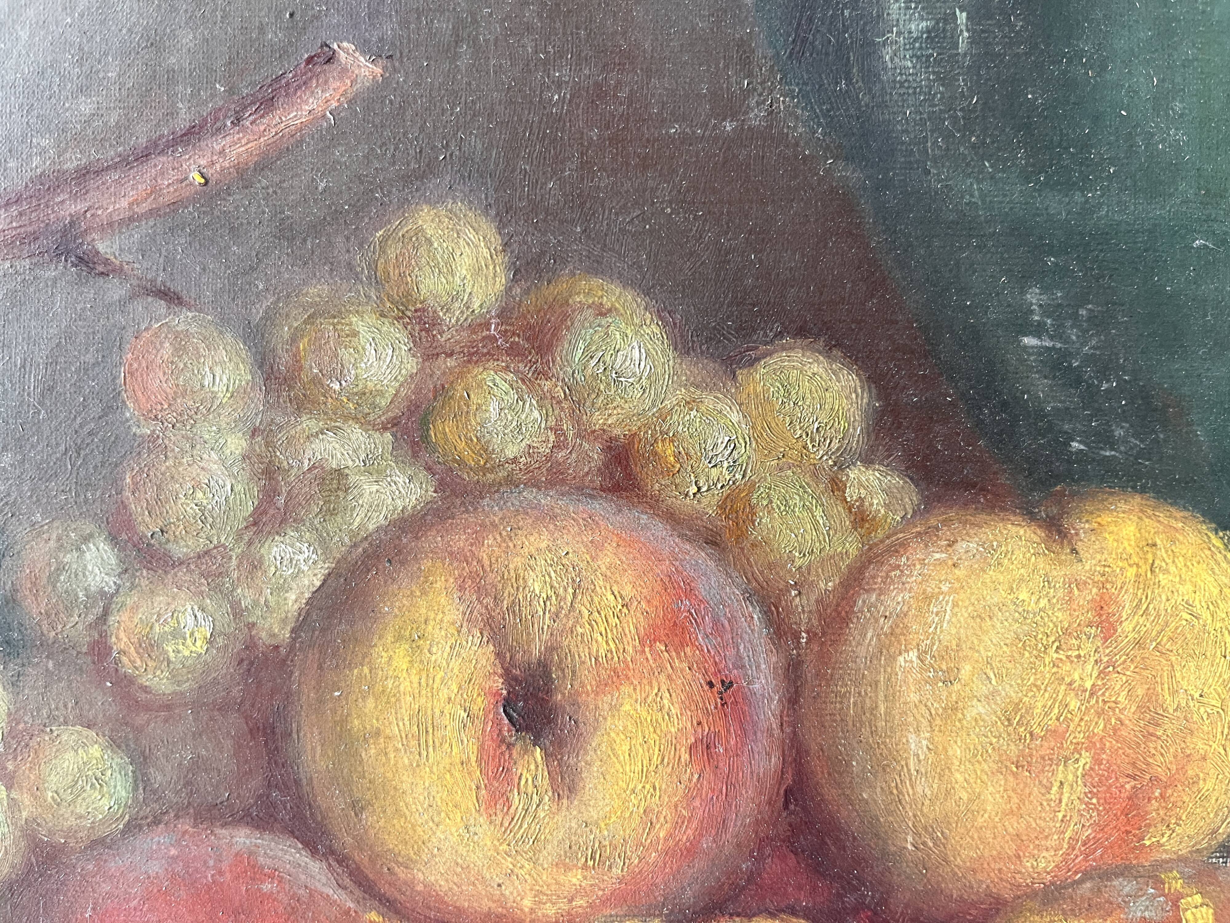 Still life with fruits, oil on canvas circa 1920