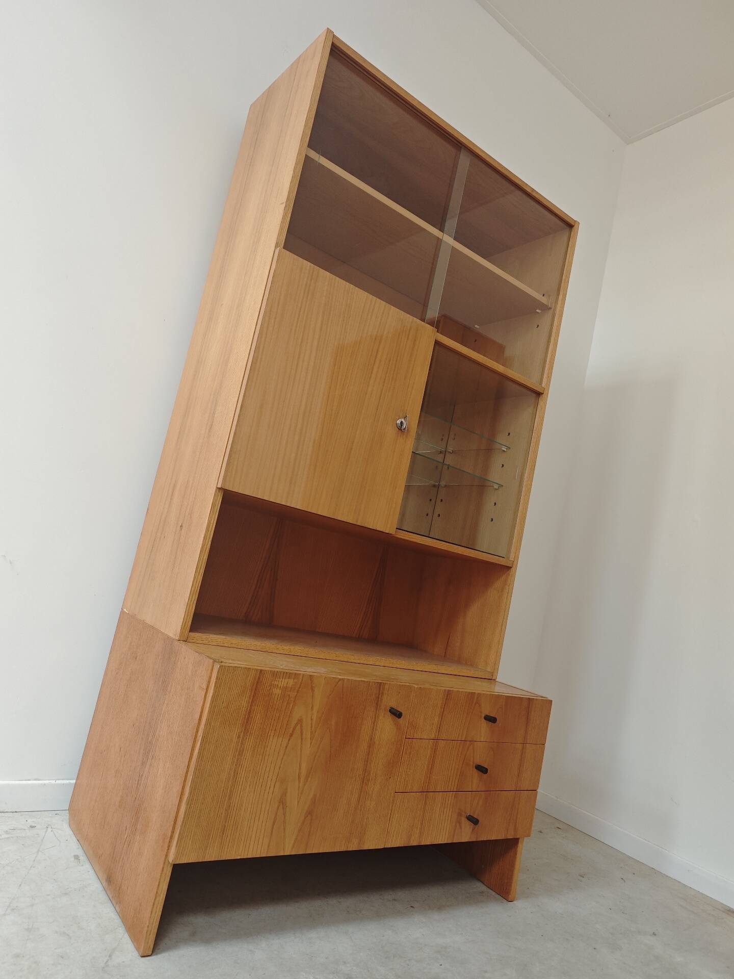 Tall two-body cupboard by Drevotex Zamberk 1977