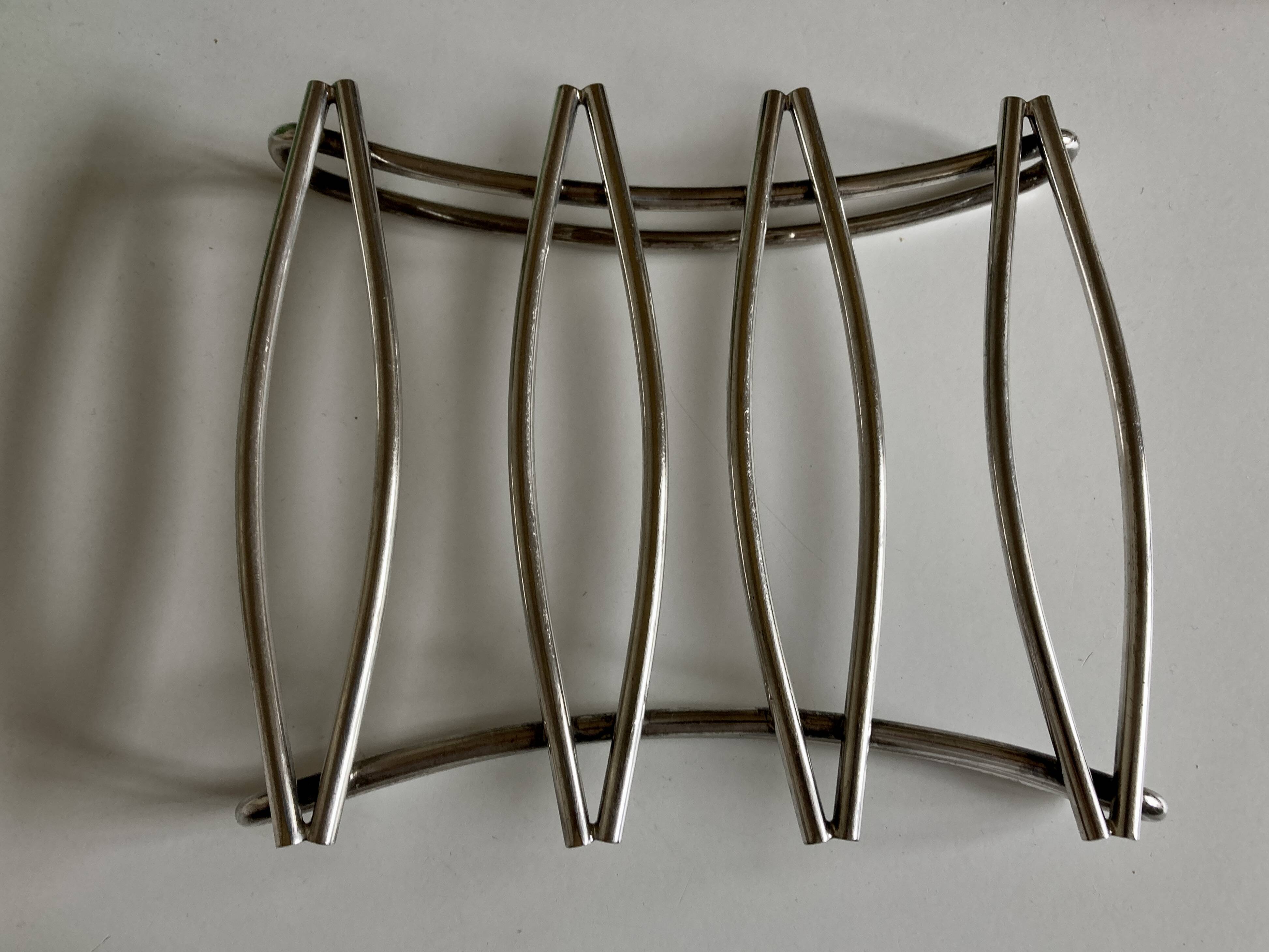 Modernist silver-plated metal trivet, hallmarked 1960