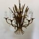 Large wheat sheaf leaf gold gilt chandelier, 1960’s