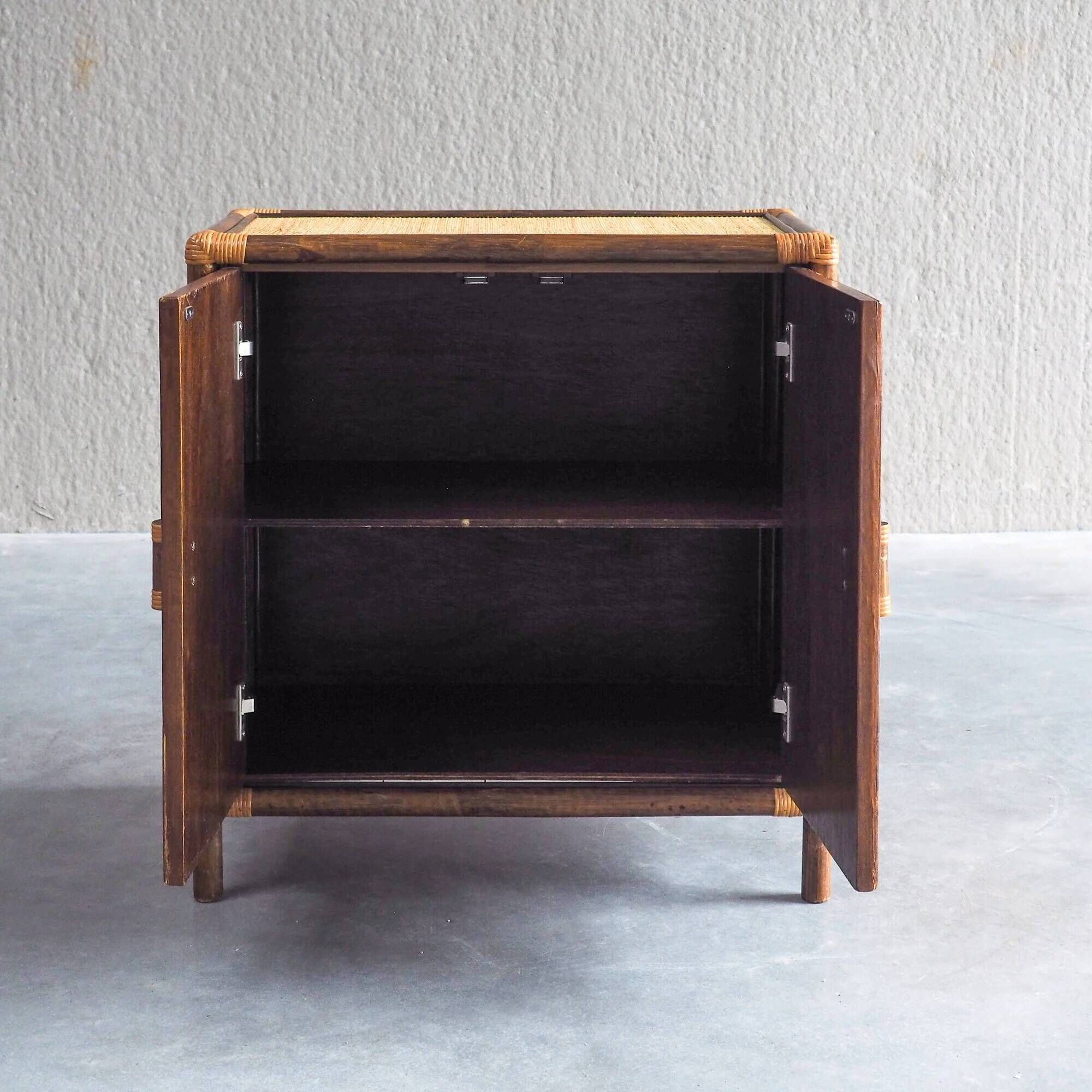 Vintage rattan & woven cane cabinet