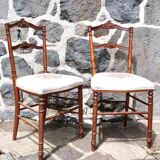 Pair of flying chairs with upholstered seat