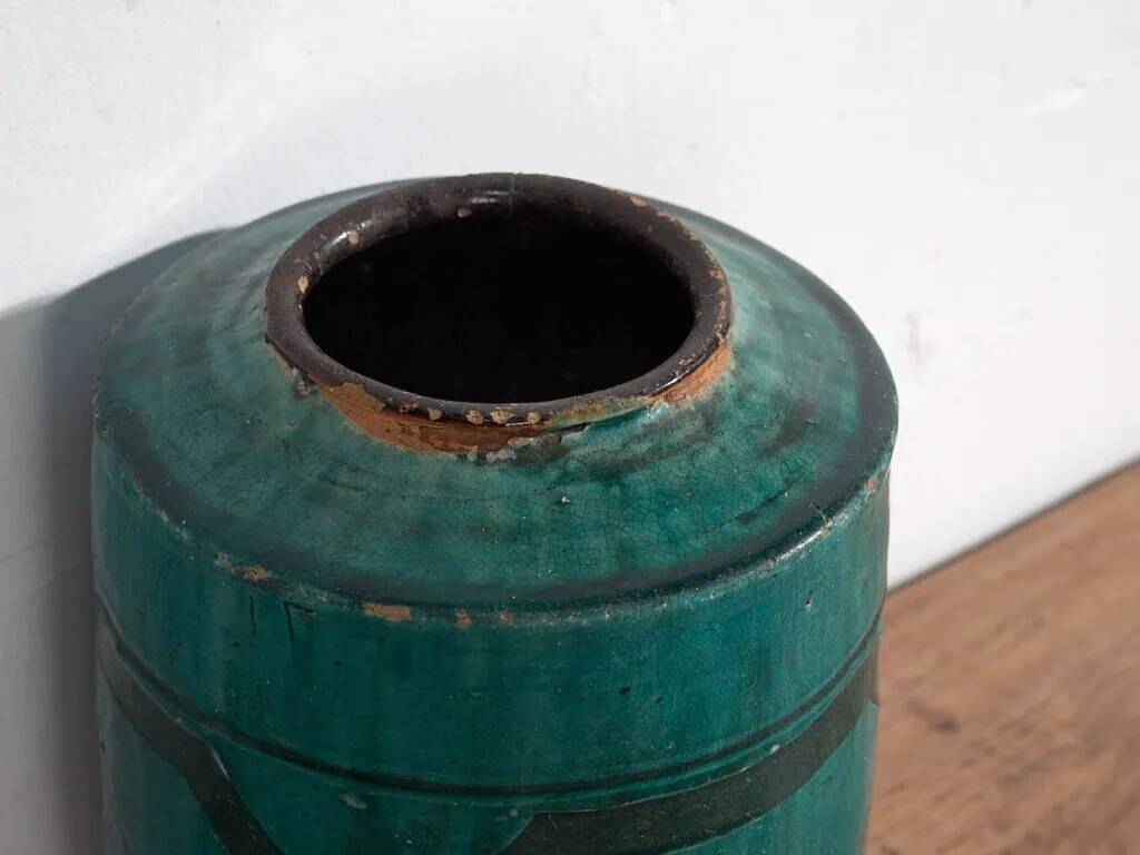 Antique green glazed ceramic vase (circa 1820) #35