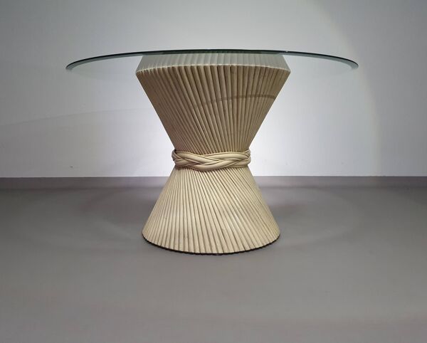 Table à manger rétro vintage gerbe de blé bambou par mcguire america large 122 hauteur 72 cm