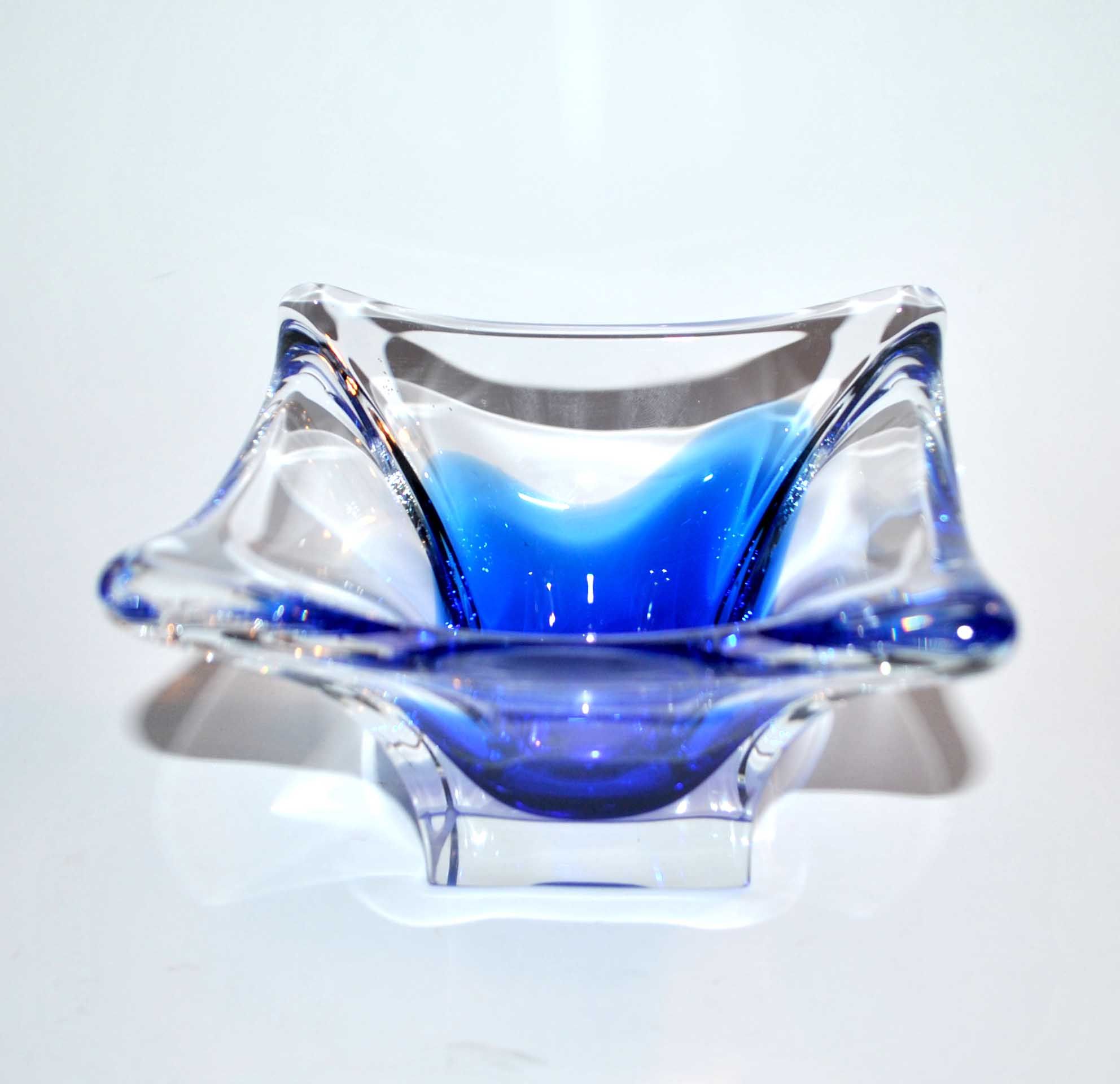 Vintage ashtray cut in Blue Murano crystal - Modernist pocket empty 1970-80