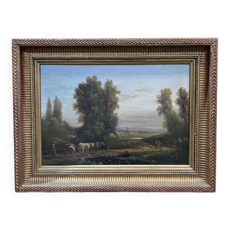 19th century painting representing a countryside scene, unsigned.