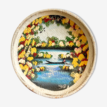 Painted tray basket for wall decoration