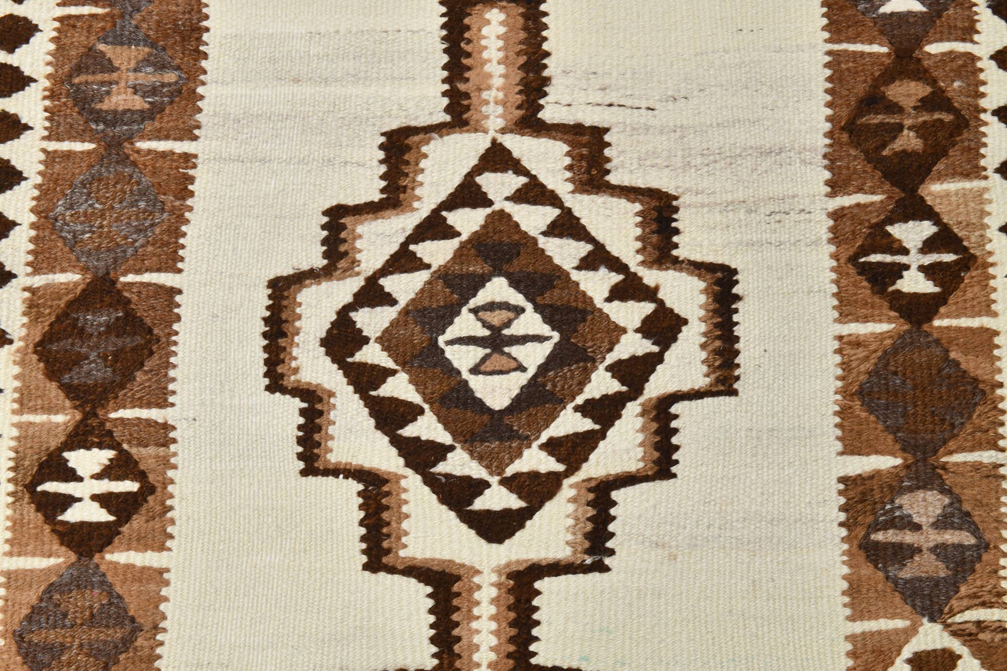 Tapis Kilim marron et crème 3x8, 86x252 cm