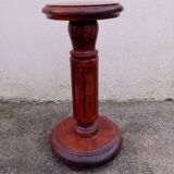 Varnished solid wood plant holder column, rustic chic