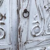 Rustic whitewashed wood cabinet