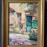 Oil on canvas by Deuzel 20th century farmyard