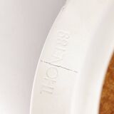 Vintage Thonet Stool – White Lacquered Wood & Brown Leather – 1990s–2000s