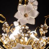 Lustre en verre de Murano décor de fleurs blanches, 1970