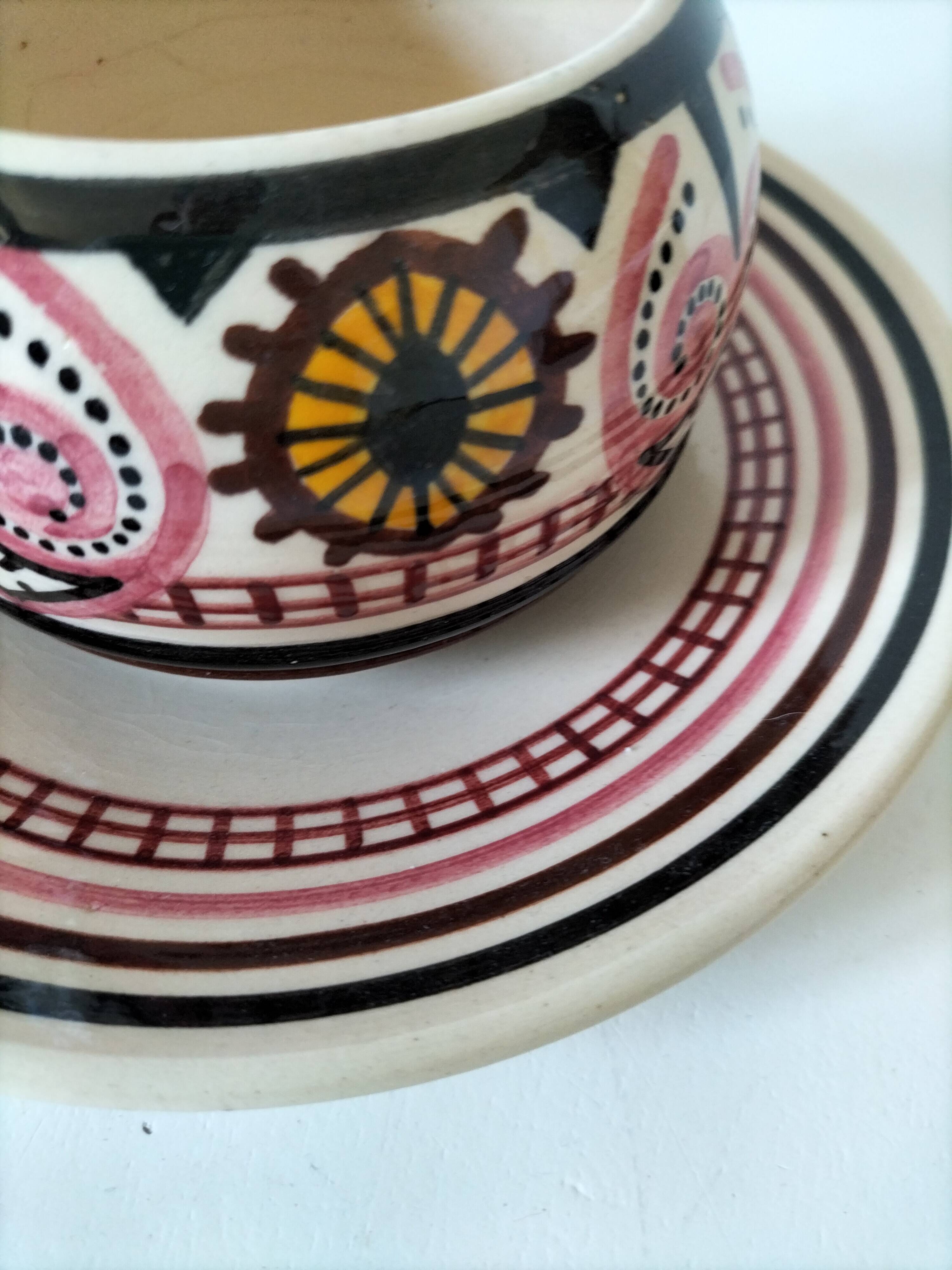 Cup and saucer Paul Fouillen – Quimper – 1950s