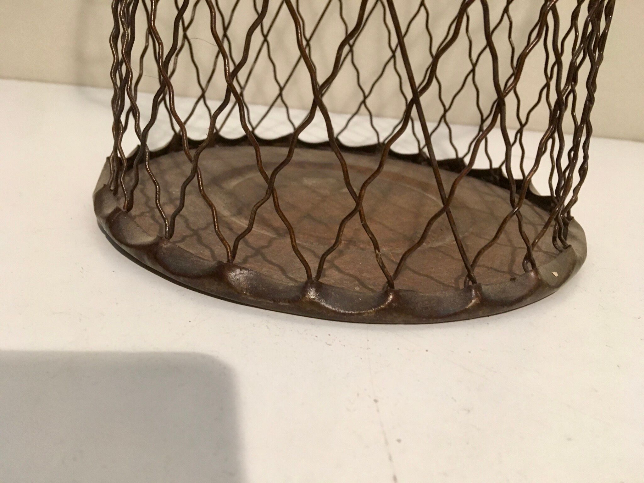 Vintage paper basketmade of brass thread