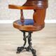 Fauteuil de capitaine en bois du début du 20e siècle avec assise douce, années 1930