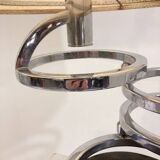 Table lamp in metal and leather, mid-20th century