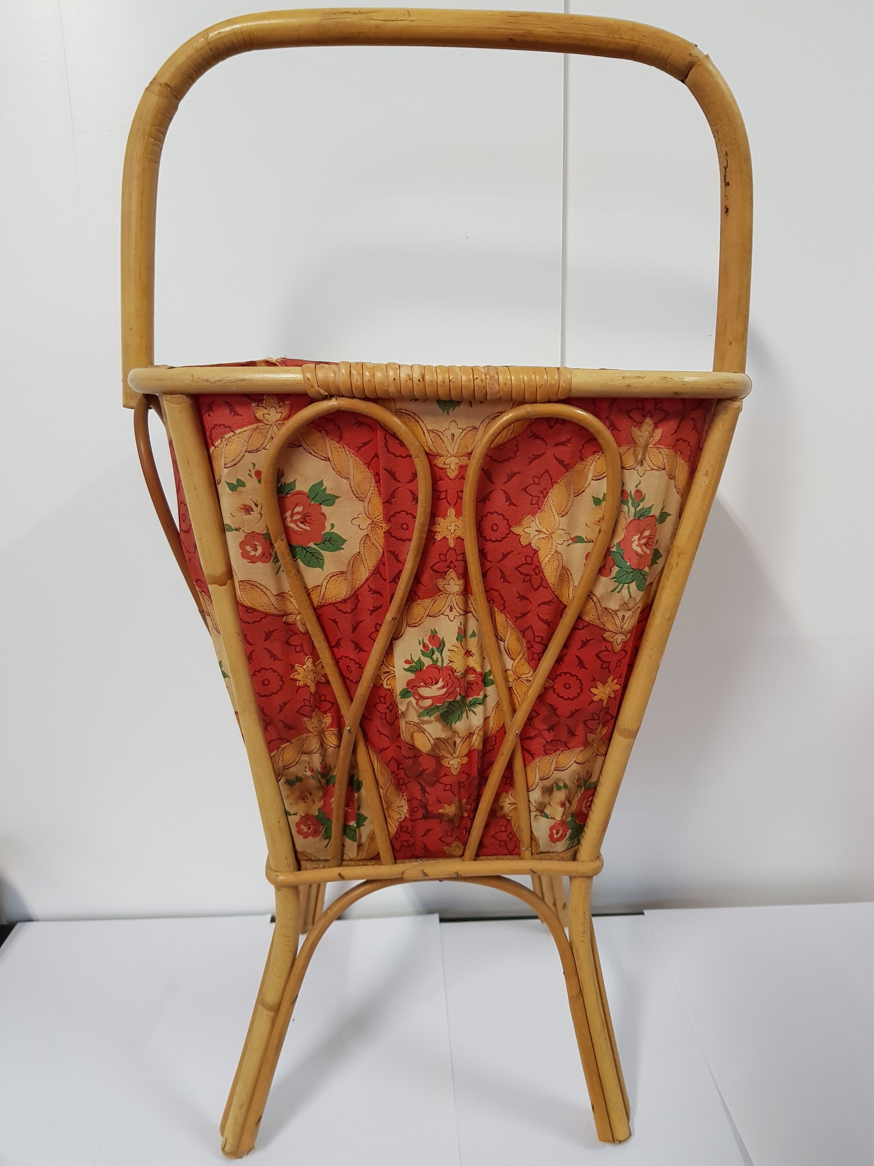 Old rattan worker or sewing box