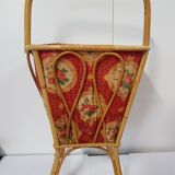 Old rattan worker or sewing box