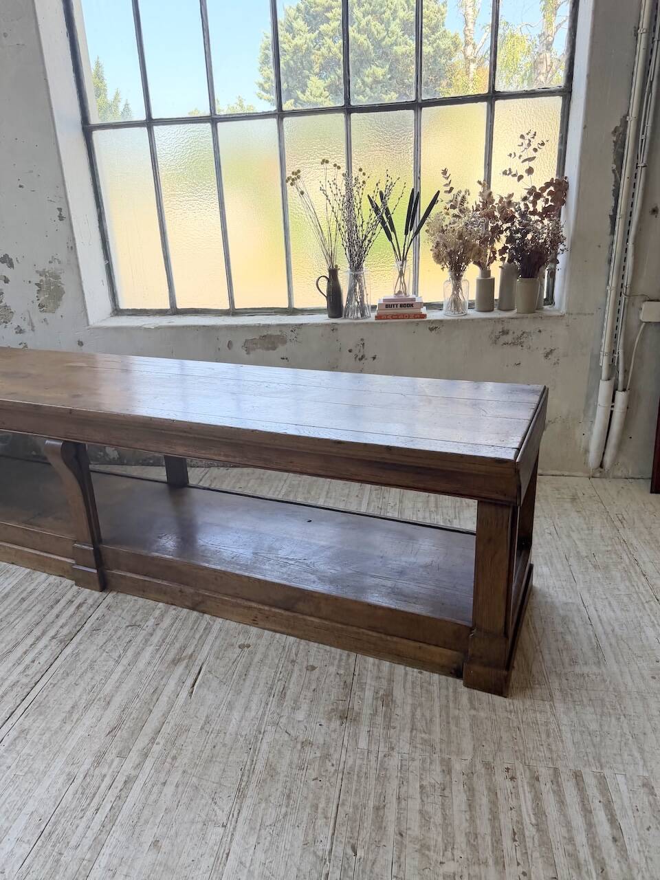 Table de gantier drapière 1900 chêne massif 330cm XL