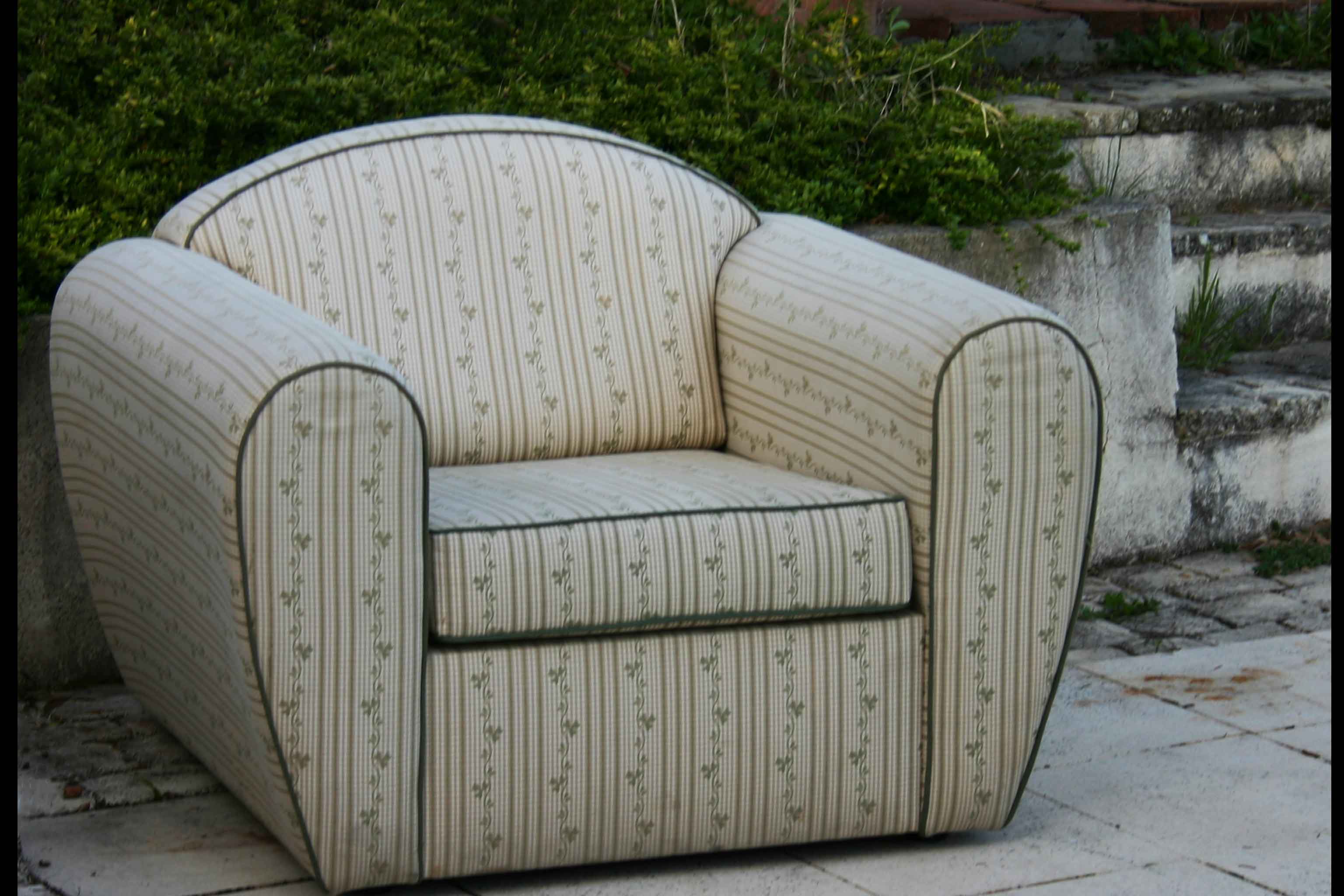 Pair of club chairs covered with fabric