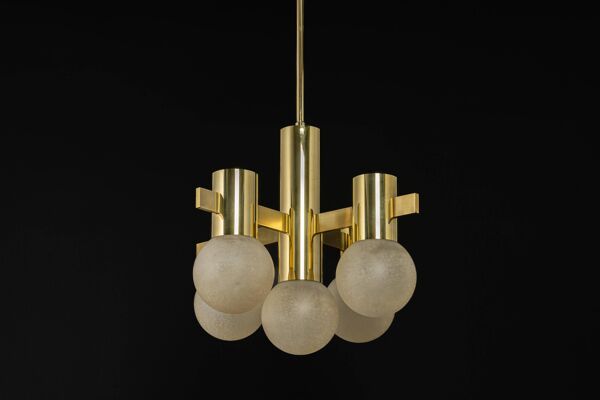 Lustre Sciolari en laiton, Italie, années 1960