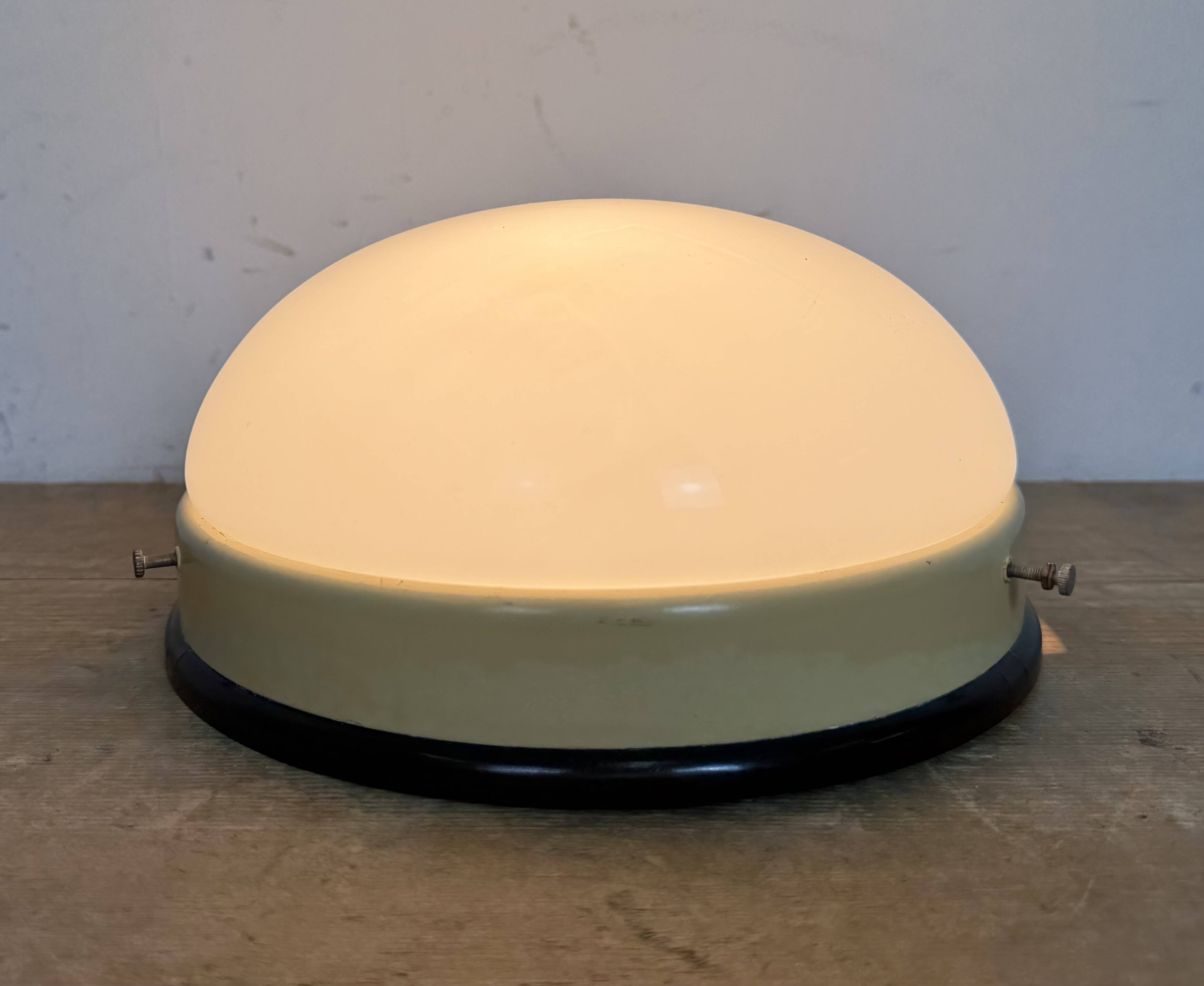 Industrial Bakelite Wall or Ceiling Light with Milk Glass, 1950s
