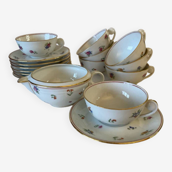 Tasses à  café et sous-tasses + crémier limoges bernardaud b&c ancien petites fleurs