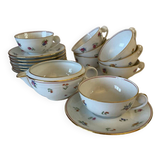 Coffee cups and saucers + creamer limoges bernardaud b&c old little flowers