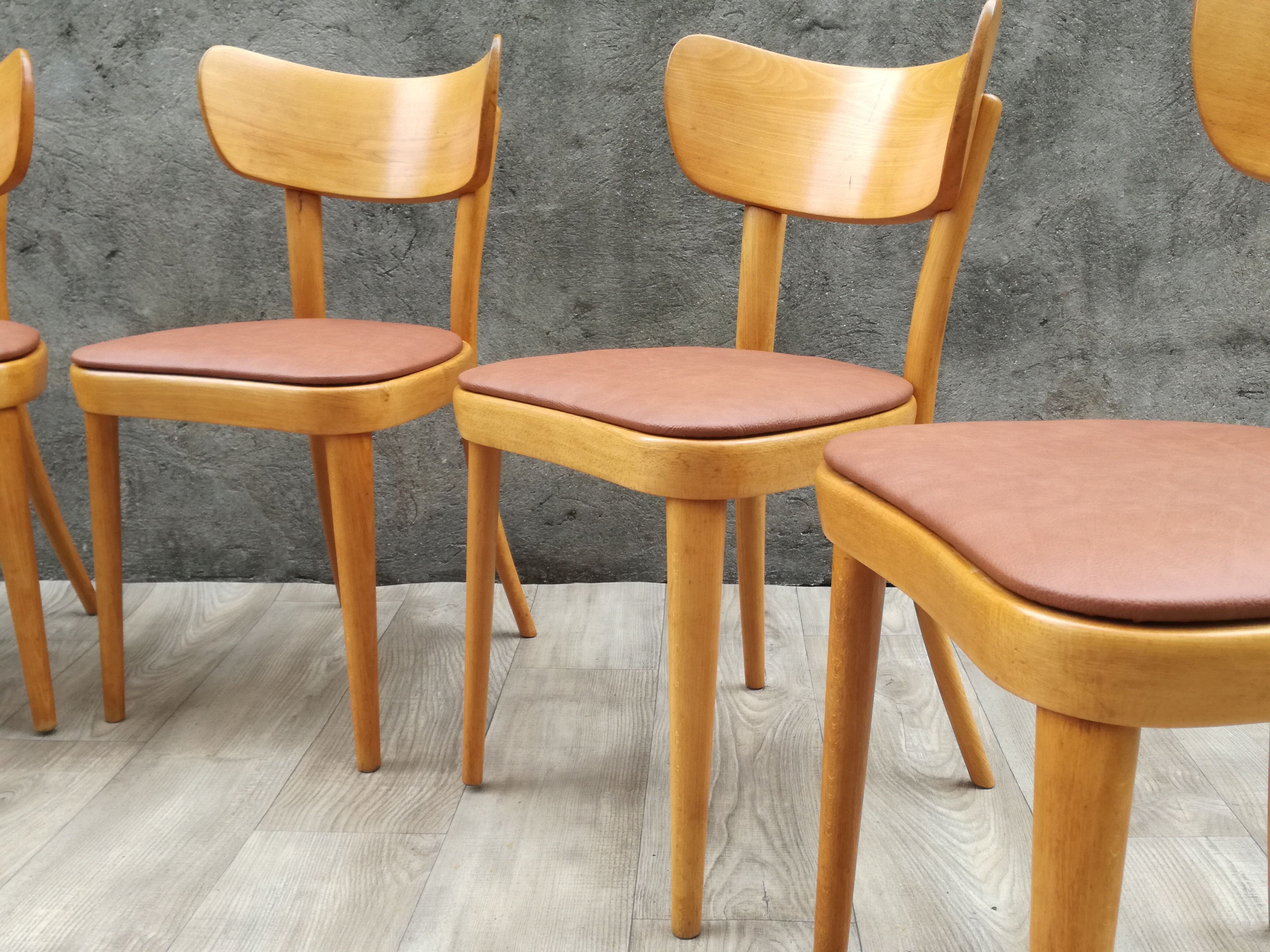 6 thonet chairs in blond wood
