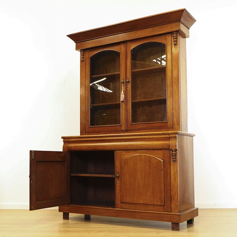 Bibliothèque ancienne anglaise en acajou