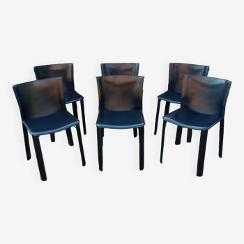 Six chaises en cuir de Giancarlo Vegni pour Fasem années 80