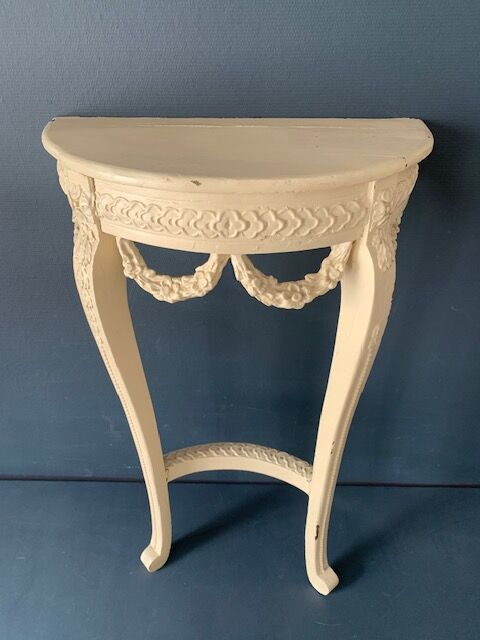 Old wooden console, half moon, Louis XVI style, early twentieth century