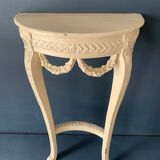 Old wooden console, half moon, Louis XVI style, early twentieth century