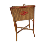 Old worker in wicker with red braiding 60s