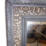Mirror frame old 80x68 cm wood and stucco restyled black and gold