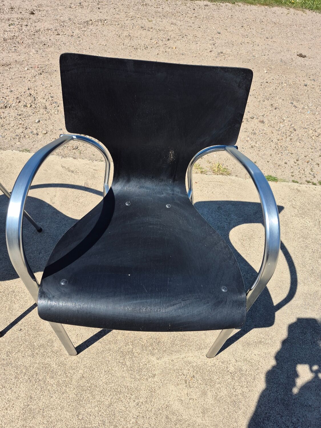 Set 4 postmodern black chrome stackable chair Jim for Kens 1990s