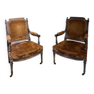 Pair of Louis XVI style armchairs